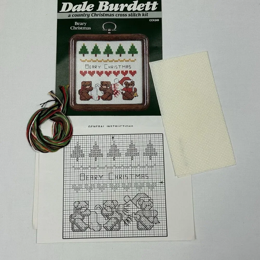 Vintage Cross Stitch Kits Burdett Designs For The Needle Ornaments Frame-*READ